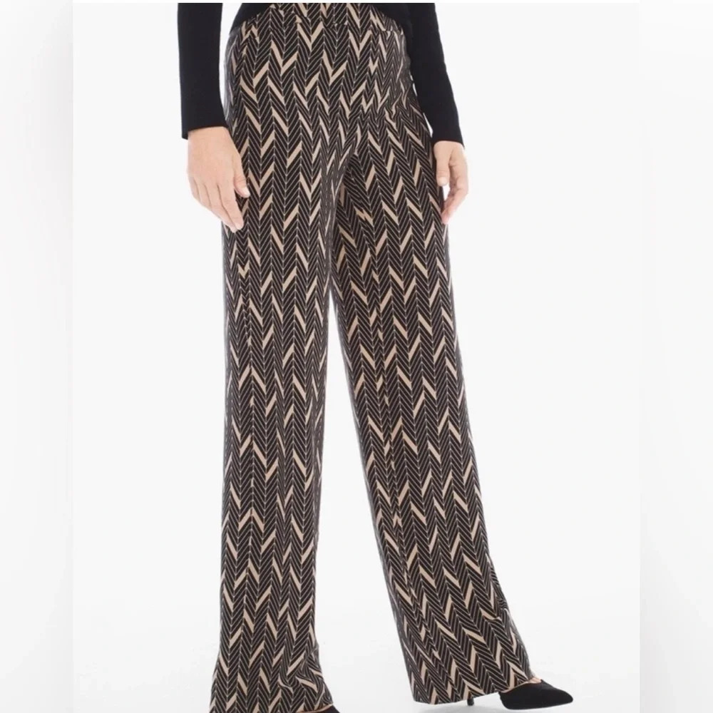 🌻 Chico's Drapey Elevated Mitre Print Wide Leg Pant Women's size 3(XL/16) Career - Picture 2 of 10